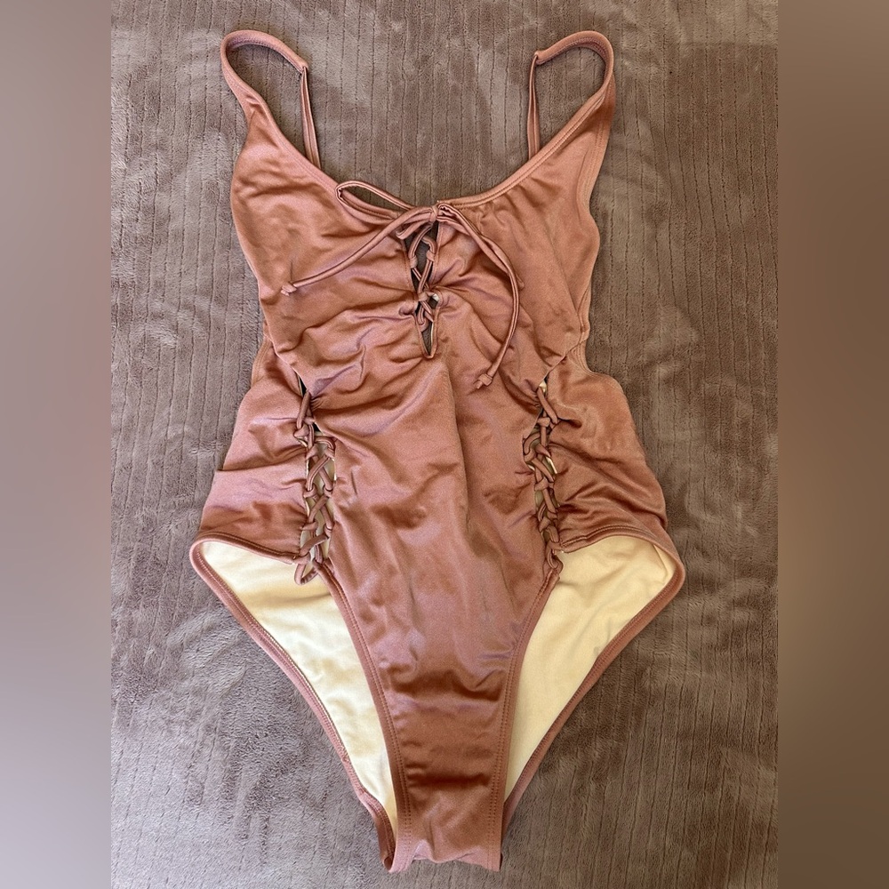 { PACSUN Metallic Pink One-Piece }